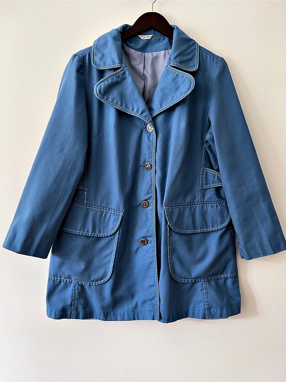 Vintage JCPenney Blue Flap Pocket Button Coat Jacket Size 20 1/2
